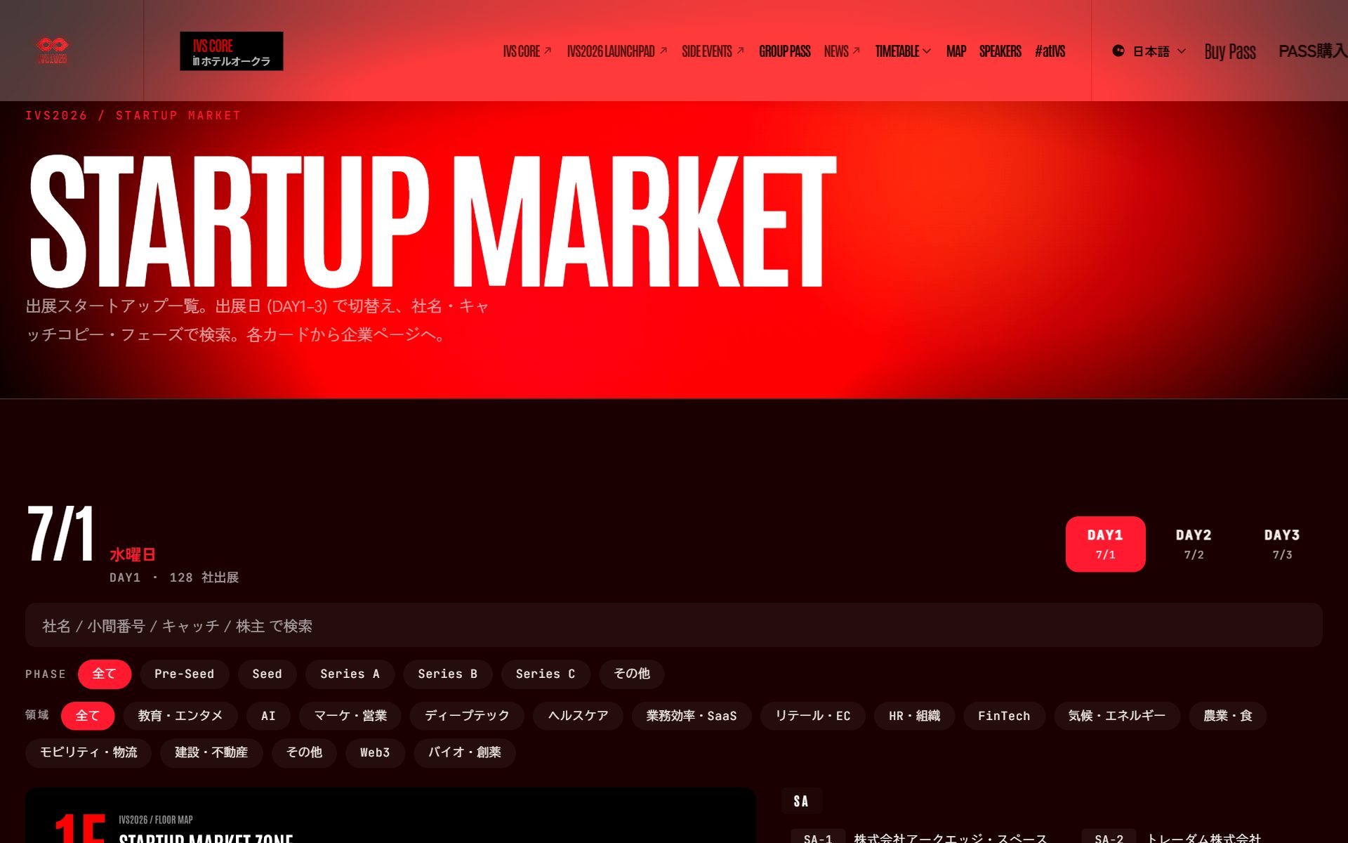 Startup Market ゾーンマップ
